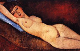 Amedeo Modigliani Reclining Nude on a Blue Cushion France oil painting art